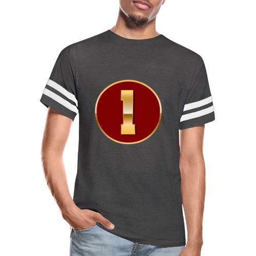 Number 1 in Gold Varsity Font - Men's Football Tee