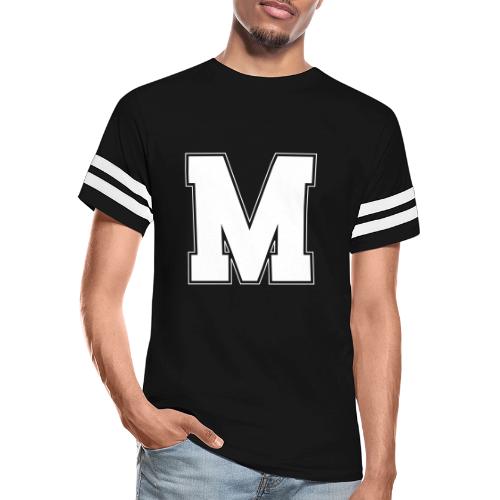 White Letter M – Varsity Alphabet Monogram - Men's Football Tee