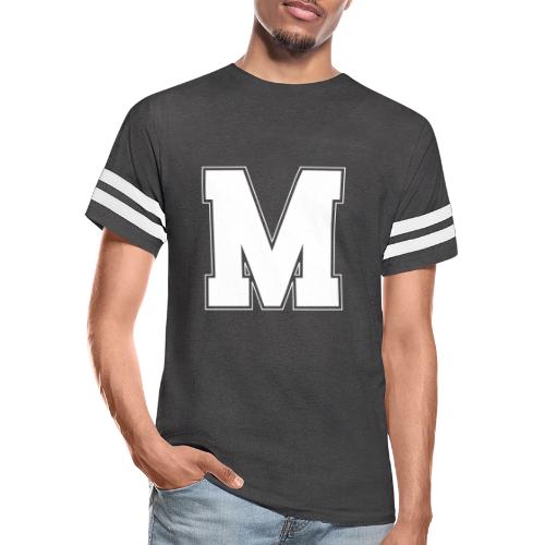 White Letter M – Varsity Alphabet Monogram - Men's Football Tee