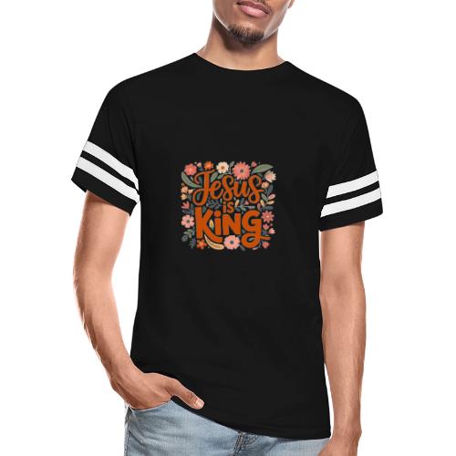 Jesus Is King – Floral Christian Typography Design - Men's Football Tee