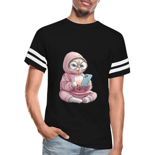 Cool Cat Bubble Tea Cartoon Design - Men's Football Tee