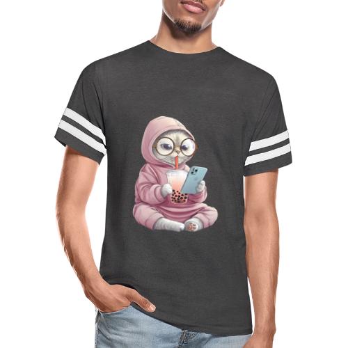 Cool Cat Bubble Tea Cartoon Design - Men's Football Tee