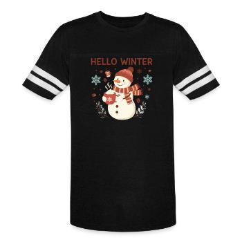 Hello Winter Snowman Warmth t-shirt - Men's Football Tee - black/white - Front - Damien (186cm)