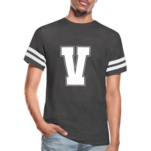 White Letter V – Varsity Alphabet Monogram - Men's Football Tee