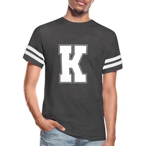 White Letter K – Varsity Alphabet Monogram - Men's Football Tee