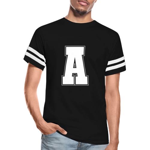 White Letter A – Varsity Alphabet Monogram - Men's Football Tee