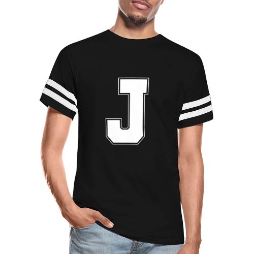 White Letter J – Varsity Alphabet Monogram - Men's Football Tee