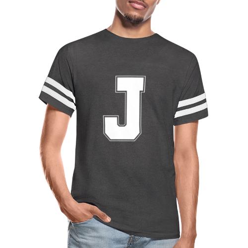 White Letter J – Varsity Alphabet Monogram - Men's Football Tee