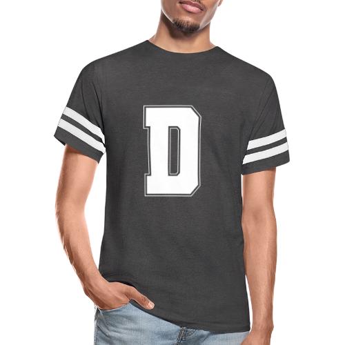 White Letter D – Varsity Alphabet Monogram - Men's Football Tee
