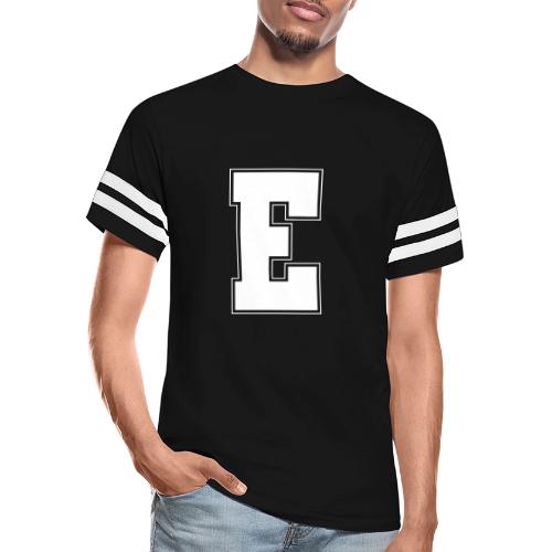 White Letter E – Varsity Alphabet Monogram - Men's Football Tee