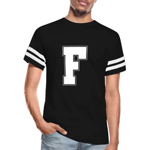 White Letter F – Varsity Alphabet Monogram - Men's Football Tee