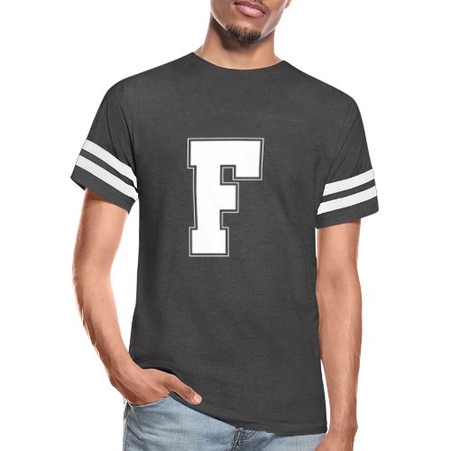 White Letter F – Varsity Alphabet Monogram - Men's Football Tee