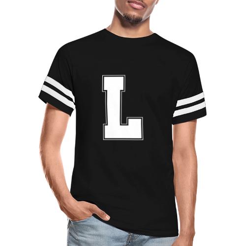 White Letter L – Varsity Alphabet Monogram - Men's Football Tee