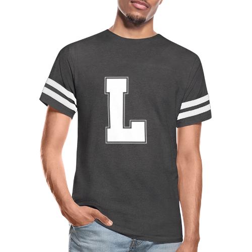 White Letter L – Varsity Alphabet Monogram - Men's Football Tee