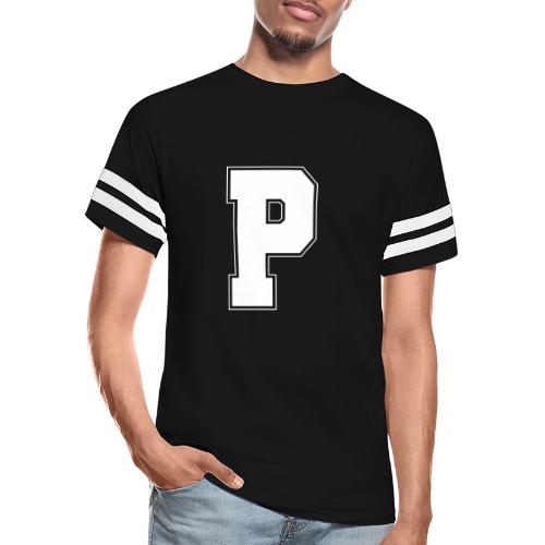 White Letter P – Varsity Alphabet Monogram - Men's Football Tee
