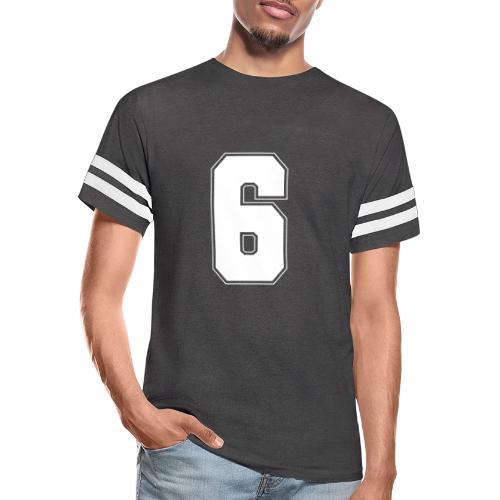 White Number 6 – Varsity Font - Men's Football Tee