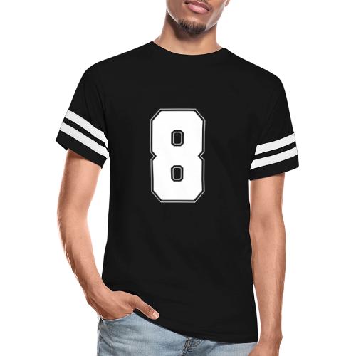 White Number 8 – Varsity Font - Men's Football Tee