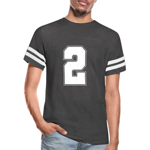 White Number 2 – Varsity Font - Men's Football Tee