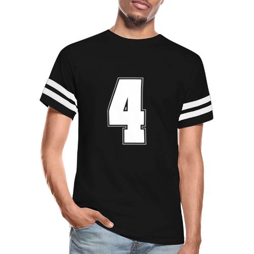 White Number 4 – Varsity Font - Men's Football Tee