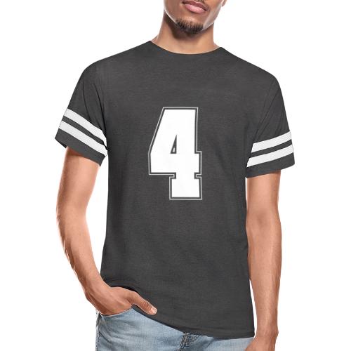 White Number 4 – Varsity Font - Men's Football Tee