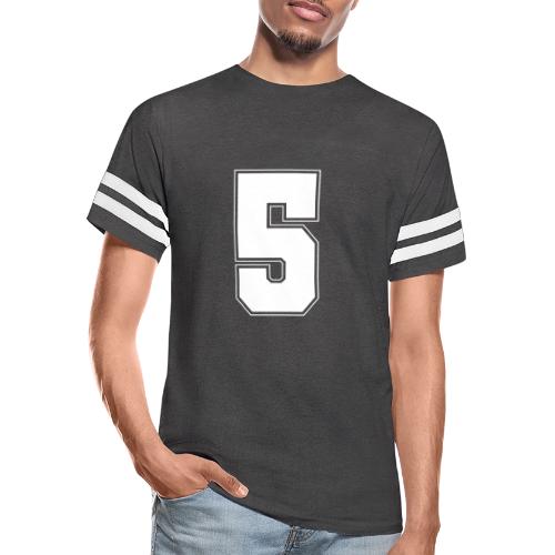 White Number 5 – Varsity Font - Men's Football Tee