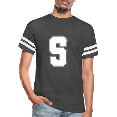 White Letter S – Varsity Alphabet Monogram - Men's Football Tee
