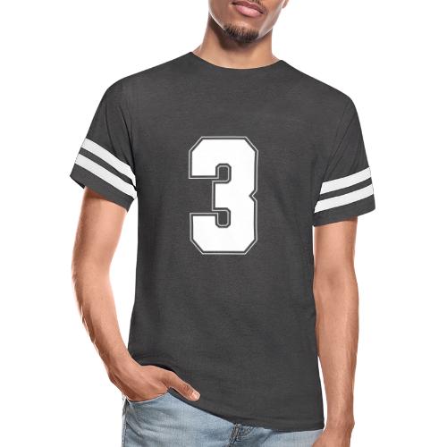 White Number 3 – Varsity Font - Men's Football Tee