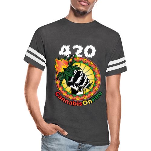 Whimsical 420 OnFire Time Weed Marijuana Design - Men's Football Tee
