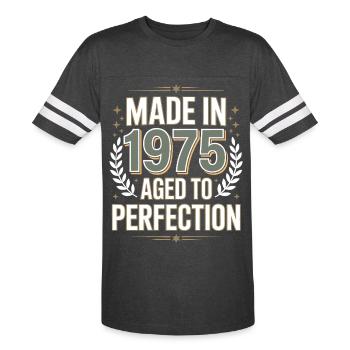 Fabriqué en 1975 vieilli à la perfection Chemise vintage cadeau - T-shirt Football pour hommes - anthracite vintage / blanc - Devant - Damien (186cm)