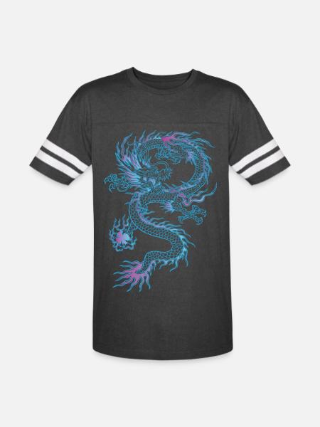 chinese dragon - Men's Football Tee - vintage smoke/white