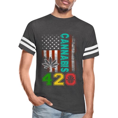 Amusing 420 American Herb Weed Marijuana Design - Men's Football Tee