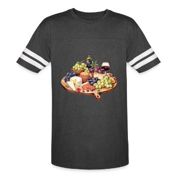 Round Charcuterie Board With Cured Meat and Cheese - Men's Football Tee - vintage smoke/white - Front - Damien (186cm)