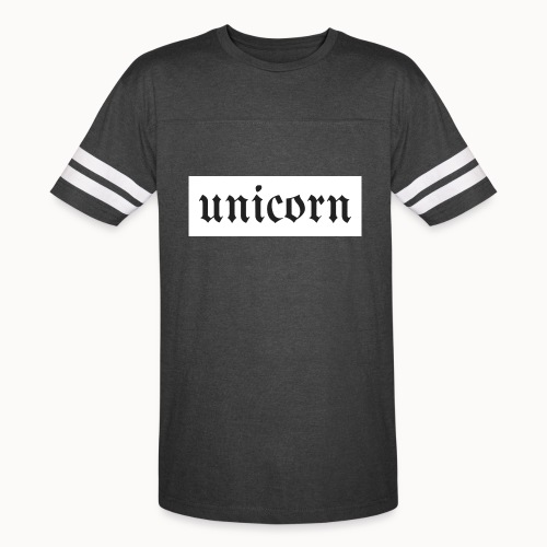 Gothic Unicorn Text White Background - Vintage Sports T-Shirt