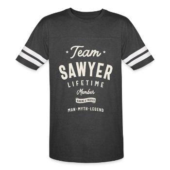 Team Sawyer Lifetime Member Sawyer Name - Men's Football Tee - vintage smoke/white - Front - Damien (186cm)
