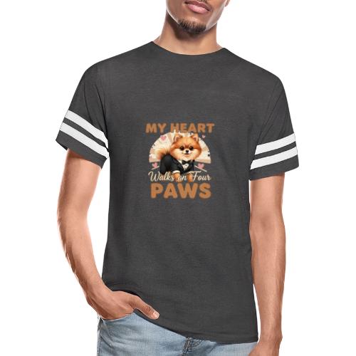 My Heart Walks on Four Paws – Pomeranian tee - Men's Football Tee