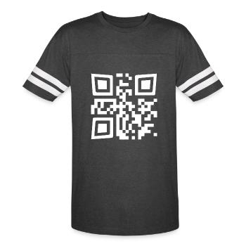 QR Code Fuck You saying design - Men's Football Tee - vintage smoke/white - Front - Damien (186cm)