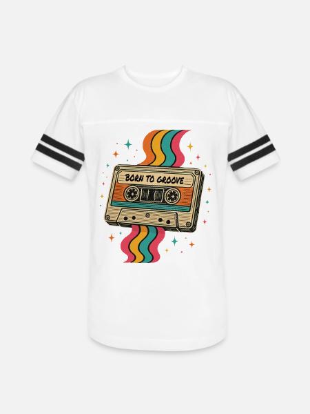 Vintage Boho Cassette Tape Design - Men's Football Tee - white/black