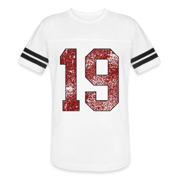 19 Number - Men's Football Tee - white/black - Front - Damien (186cm)