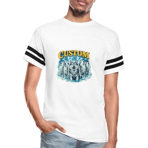 Custom Wolf Pack Howling Moon Vintage Wilderness - Men's Football Tee