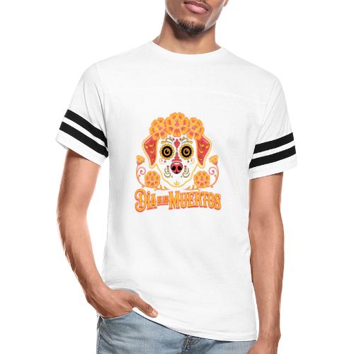 Dia De Los Muertos Dog Skull Flowers - Men's Football Tee
