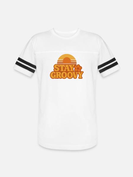 Retro Sunset Stay Groovy Graphic - Men's Football Tee - white/black