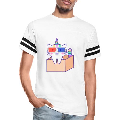 Unicorn cat with 3D glasses doing Vision Therapy! - Vintage Sports T-Shirt
