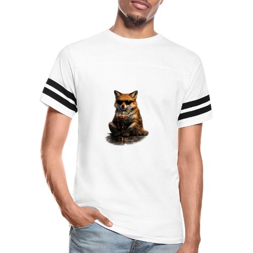 Cool Red Fox Wearing Sunglasses Drinking Coffee - Men's Football Tee