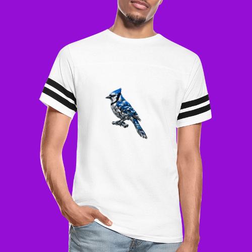 Silver Blue Jay on Perch + Flight Stages 2-print - Men's Football Tee