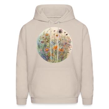 Wildflower Circular Design - Men's Hoodie - Sand - Front - Elias (183cm)