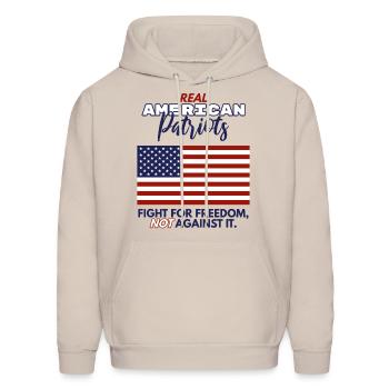 Fight for Freedom - Red, White & Blue - Men's Hoodie - Sand - Front - Elias (183cm)