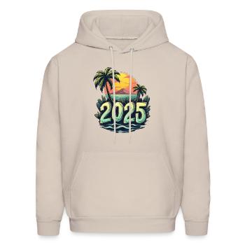 Summer Vibes 2025 - Design de lettrage élégant - Molleton à capuche pour hommes - Sand - Devant - Elias (183cm)