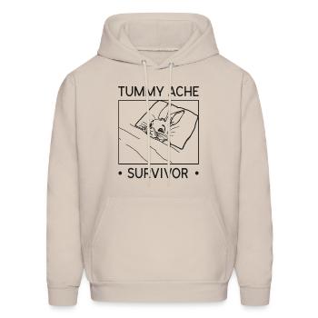 Tummy Ache Survivor - Men's Hoodie - Sand - Front - Elias (183cm)