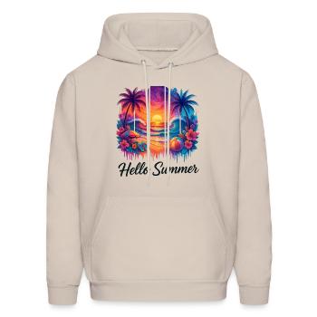 T-shirt Hallo Summer Vibes – Fun et rétro style de plage - Molleton à capuche pour hommes - Sand - Devant - Elias (183cm)