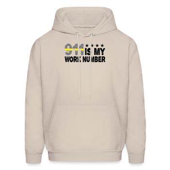 Dispatcher Emergency 911 Is My Work Number - Men's Hoodie - Sand - Front - Elias (183cm)